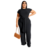 Women's Solid Color Belted Two Piece Set - Shah S. Sahota